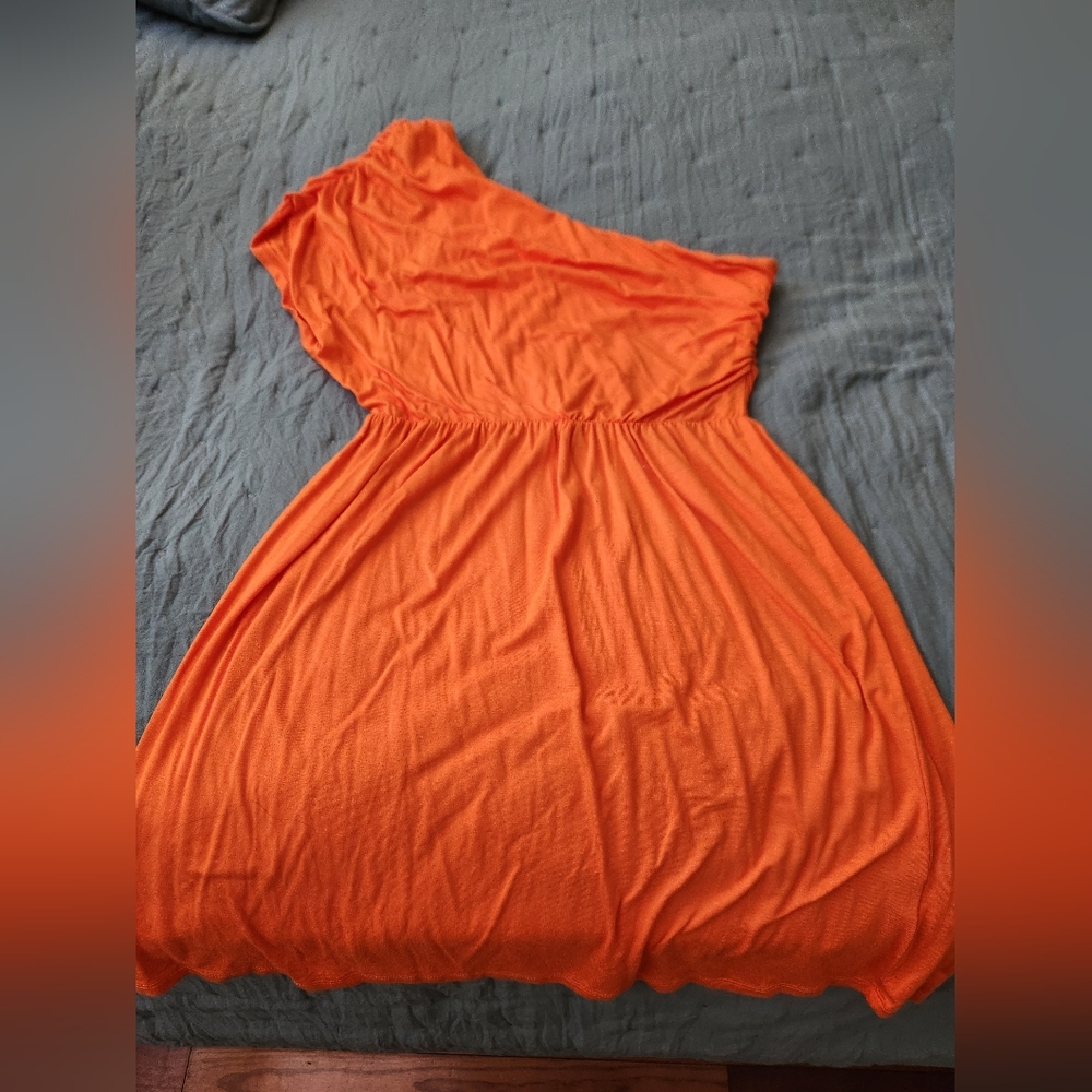 Women's orange one shoulder dress